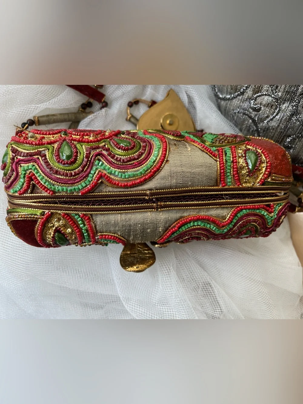 Mary Frances Vintage Purse Heart shaped Beaded, GUC 💚❤️🤍